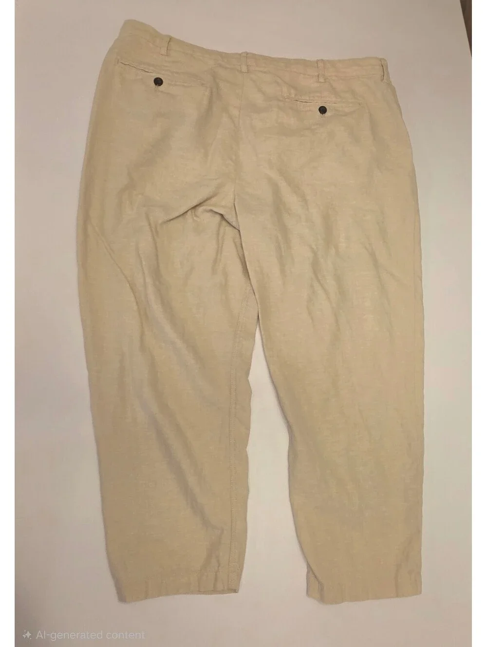 Banana Republic Relaxed Tapered Fit Linen Cotton Pants 42x26 Beige